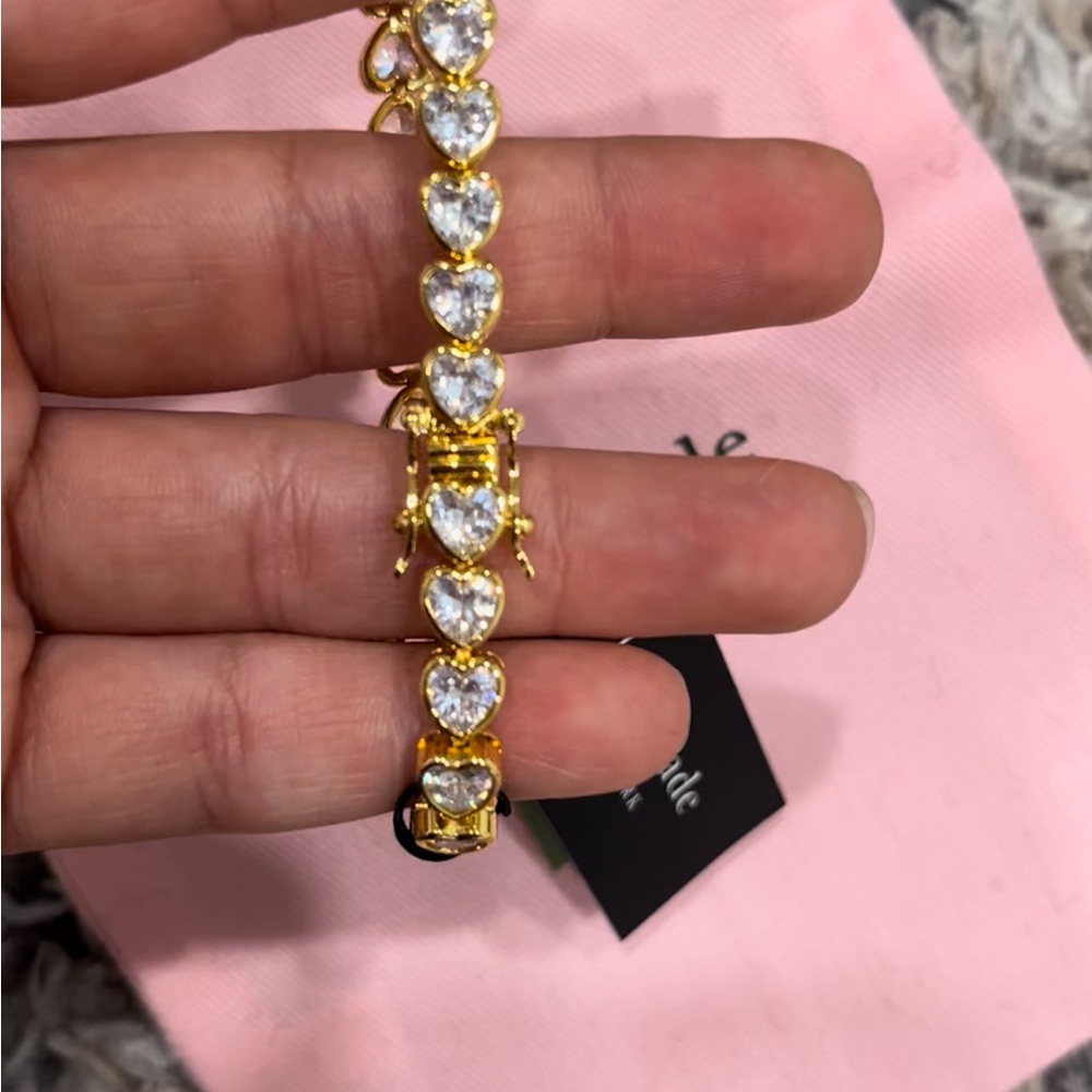 Gold Heart Bracelet with Sparkling Stones
